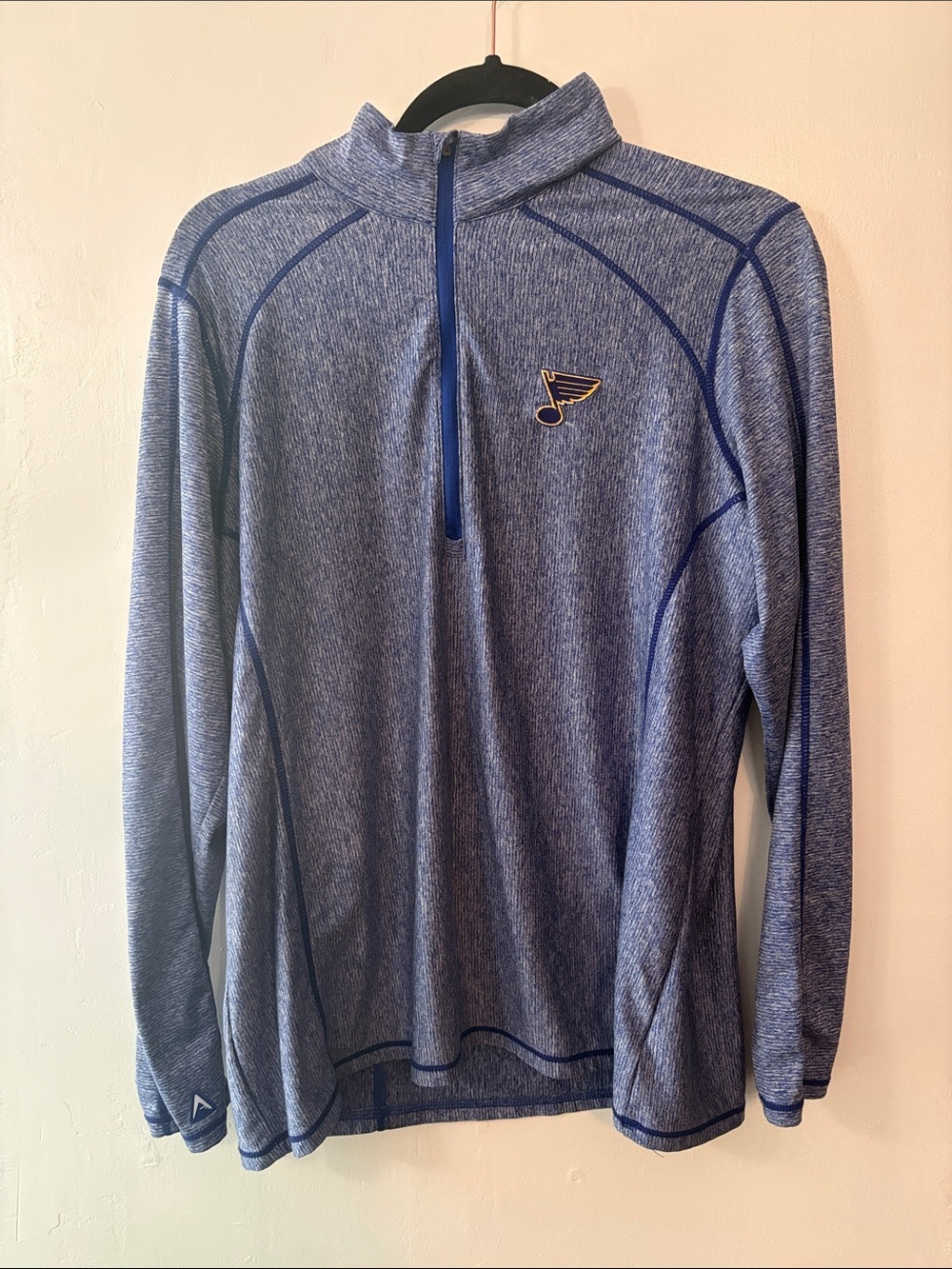 Antigua Heathered  Blues Hockey Royal Blue Pullover with Solid Collar